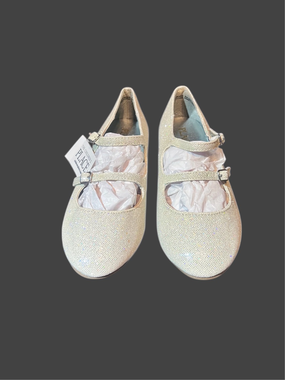 Place Girls Sparkle Silver Mary Jane Flats Sz 2
